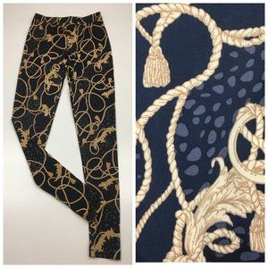 C&C CALIFORNIA Stephanie Womens Multi-Color Rope Tassels Print Pull On Leggings